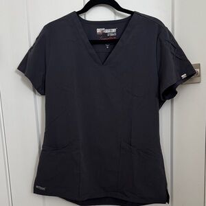 Grey's Anatomy Charcoal V-Neck Short Sleeve Scrub Top